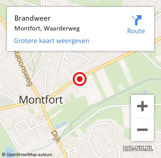 Locatie op kaart van de 112 melding: Brandweer Montfort, Waarderweg op 19 februari 2024 20:07