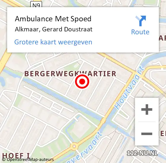 Locatie op kaart van de 112 melding: Ambulance Met Spoed Naar Alkmaar, Gerard Doustraat op 19 februari 2024 20:09