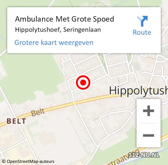 Locatie op kaart van de 112 melding: Ambulance Met Grote Spoed Naar Hippolytushoef, Seringenlaan op 19 februari 2024 20:49