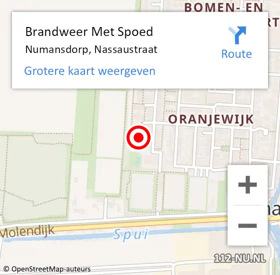 Locatie op kaart van de 112 melding: Brandweer Met Spoed Naar Numansdorp, Nassaustraat op 19 februari 2024 21:08