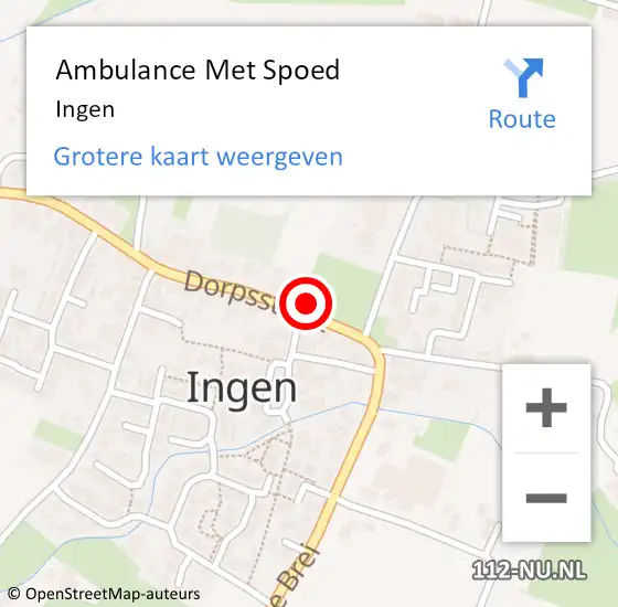 Locatie op kaart van de 112 melding: Ambulance Met Spoed Naar Ingen op 19 februari 2024 22:21