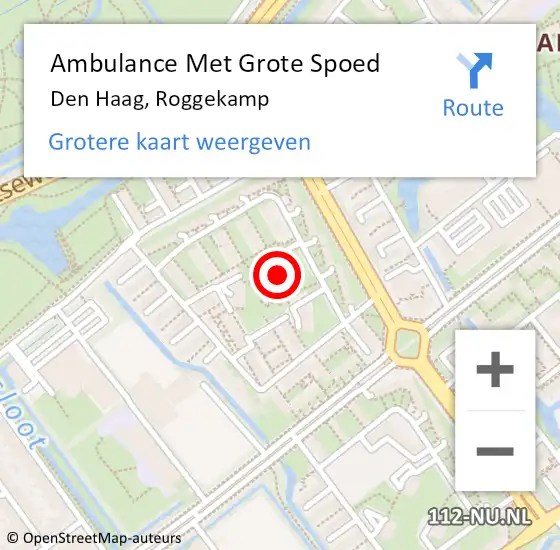 Locatie op kaart van de 112 melding: Ambulance Met Grote Spoed Naar Den Haag, Roggekamp op 19 februari 2024 22:28
