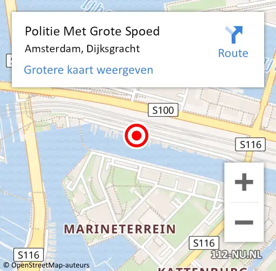 Locatie op kaart van de 112 melding: Politie Met Grote Spoed Naar Amsterdam, Dijksgracht op 19 februari 2024 23:33