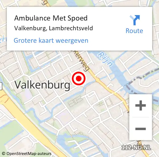 Locatie op kaart van de 112 melding: Ambulance Met Spoed Naar Valkenburg, Lambrechtsveld op 19 februari 2024 23:53