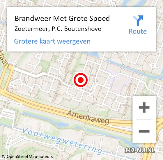 Locatie op kaart van de 112 melding: Brandweer Met Grote Spoed Naar Zoetermeer, P.C. Boutenshove op 20 februari 2024 00:36