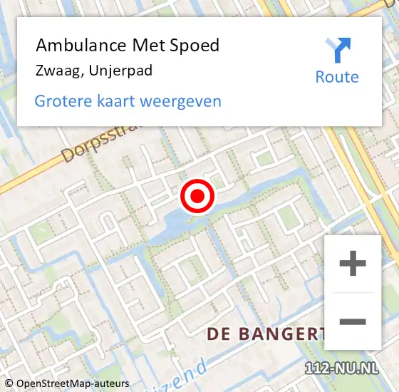 Locatie op kaart van de 112 melding: Ambulance Met Spoed Naar Zwaag, Unjerpad op 20 februari 2024 00:43