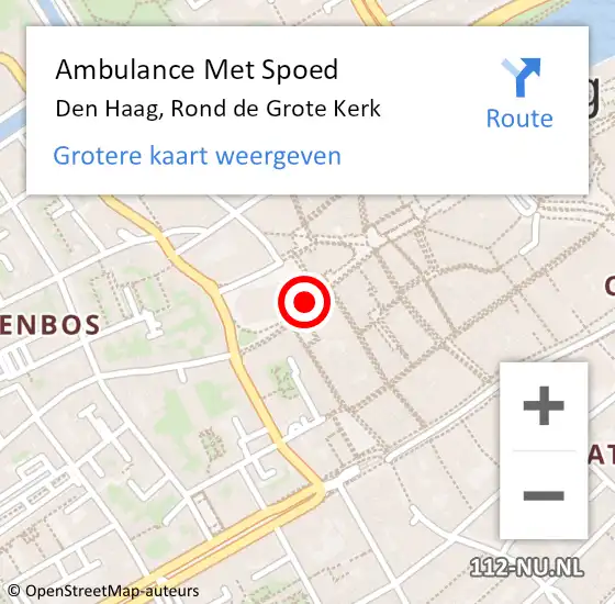 Locatie op kaart van de 112 melding: Ambulance Met Spoed Naar Den Haag, Rond de Grote Kerk op 20 februari 2024 00:46