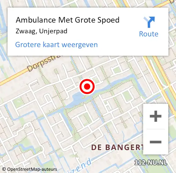 Locatie op kaart van de 112 melding: Ambulance Met Grote Spoed Naar Zwaag, Unjerpad op 20 februari 2024 00:55