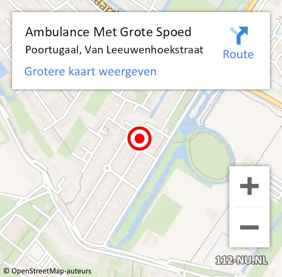 Locatie op kaart van de 112 melding: Ambulance Met Grote Spoed Naar Poortugaal, Van Leeuwenhoekstraat op 20 februari 2024 01:11