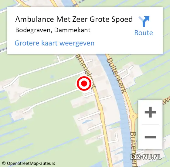 Locatie op kaart van de 112 melding: Ambulance Met Zeer Grote Spoed Naar Bodegraven, Dammekant op 20 februari 2024 02:28