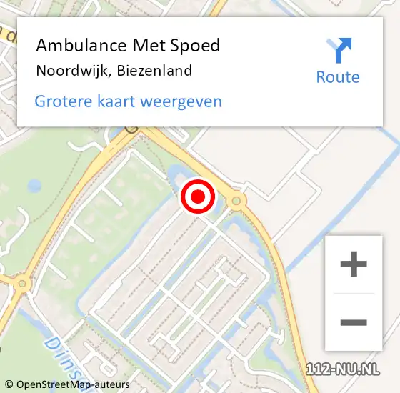 Locatie op kaart van de 112 melding: Ambulance Met Spoed Naar Noordwijk, Biezenland op 20 februari 2024 03:05
