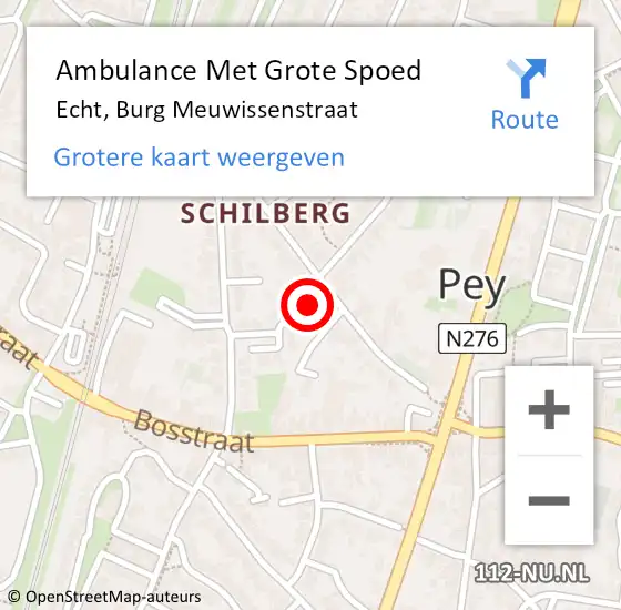 Locatie op kaart van de 112 melding: Ambulance Met Grote Spoed Naar Echt, Burg Meuwissenstraat op 20 februari 2024 03:13