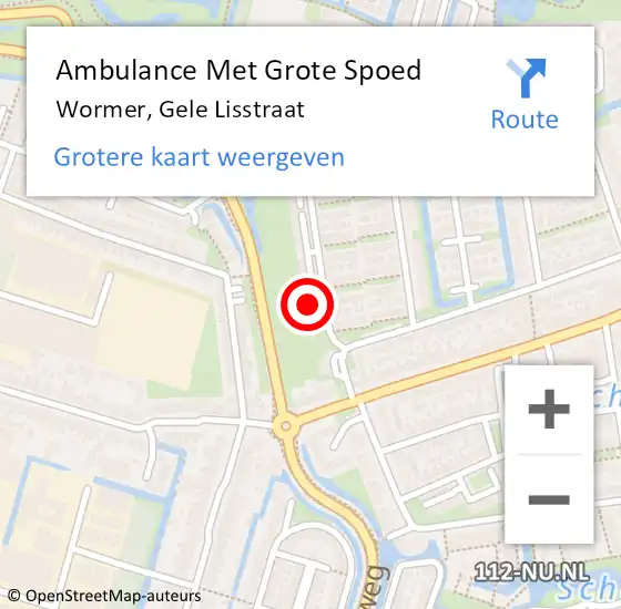 Locatie op kaart van de 112 melding: Ambulance Met Grote Spoed Naar Wormer, Gele Lisstraat op 20 februari 2024 03:49