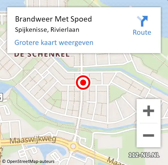 Locatie op kaart van de 112 melding: Brandweer Met Spoed Naar Spijkenisse, Rivierlaan op 20 februari 2024 03:51