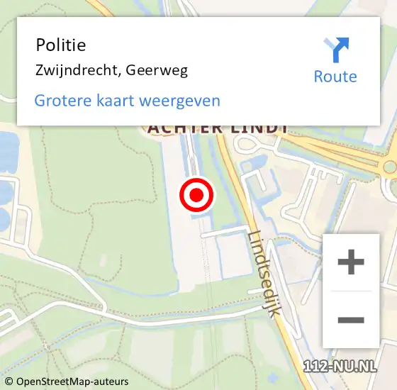 Locatie op kaart van de 112 melding: Politie Zwijndrecht, Geerweg op 20 februari 2024 03:56