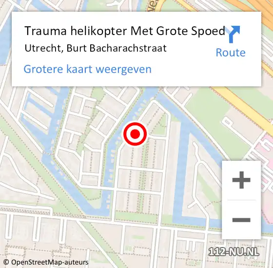 Locatie op kaart van de 112 melding: Trauma helikopter Met Grote Spoed Naar Utrecht, Burt Bacharachstraat op 20 februari 2024 06:23