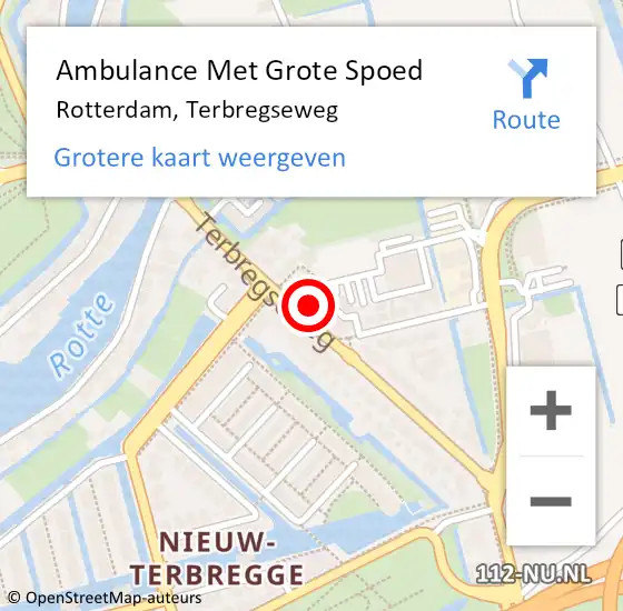 Locatie op kaart van de 112 melding: Ambulance Met Grote Spoed Naar Rotterdam, Terbregseweg op 20 februari 2024 06:40