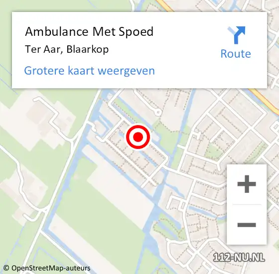 Locatie op kaart van de 112 melding: Ambulance Met Spoed Naar Ter Aar, Blaarkop op 20 februari 2024 07:13