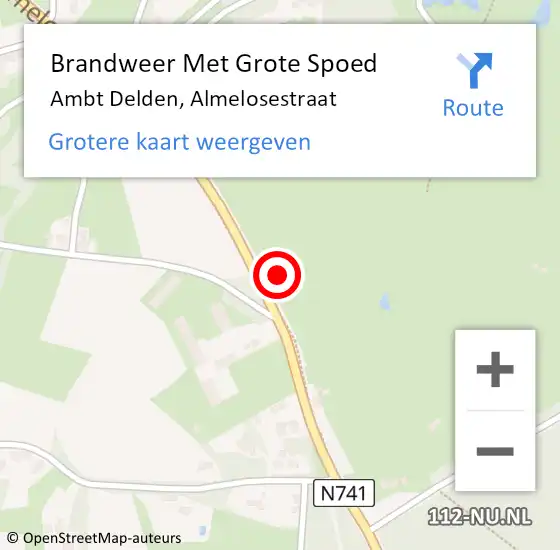 Locatie op kaart van de 112 melding: Brandweer Met Grote Spoed Naar Ambt Delden, Almelosestraat op 20 februari 2024 07:19