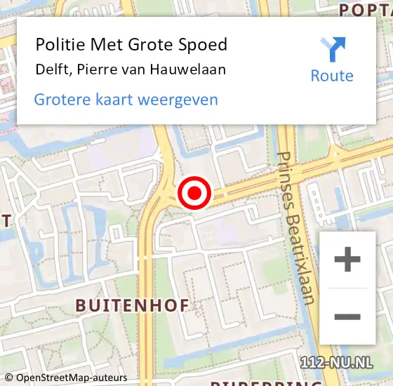 Locatie op kaart van de 112 melding: Politie Met Grote Spoed Naar Delft, Pierre van Hauwelaan op 20 februari 2024 07:26