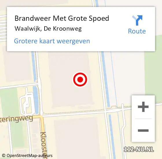 Locatie op kaart van de 112 melding: Brandweer Met Grote Spoed Naar Waalwijk, De Kroonweg op 20 februari 2024 07:47