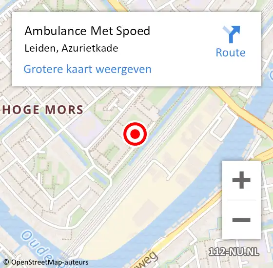 Locatie op kaart van de 112 melding: Ambulance Met Spoed Naar Leiden, Azurietkade op 20 februari 2024 07:57