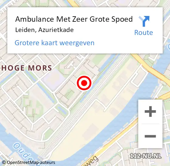 Locatie op kaart van de 112 melding: Ambulance Met Zeer Grote Spoed Naar Leiden, Azurietkade op 20 februari 2024 08:00