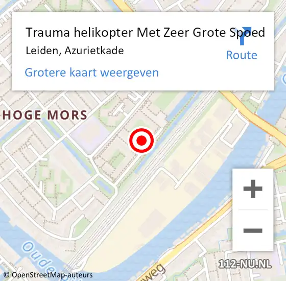 Locatie op kaart van de 112 melding: Trauma helikopter Met Zeer Grote Spoed Naar Leiden, Azurietkade op 20 februari 2024 08:01