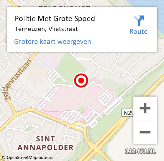 Locatie op kaart van de 112 melding: Politie Met Grote Spoed Naar Terneuzen, Vlietstraat op 20 februari 2024 08:09