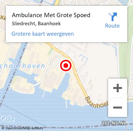 Locatie op kaart van de 112 melding: Ambulance Met Grote Spoed Naar Sliedrecht, Baanhoek op 20 februari 2024 08:13