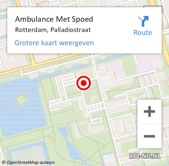 Locatie op kaart van de 112 melding: Ambulance Met Spoed Naar Rotterdam, Palladiostraat op 20 februari 2024 08:18
