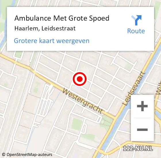 Locatie op kaart van de 112 melding: Ambulance Met Grote Spoed Naar Haarlem, Leidsestraat op 20 februari 2024 08:31