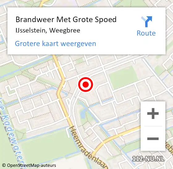 Locatie op kaart van de 112 melding: Brandweer Met Grote Spoed Naar IJsselstein, Weegbree op 20 februari 2024 08:42