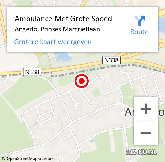 Locatie op kaart van de 112 melding: Ambulance Met Grote Spoed Naar Angerlo, Prinses Margrietlaan op 26 september 2014 14:16