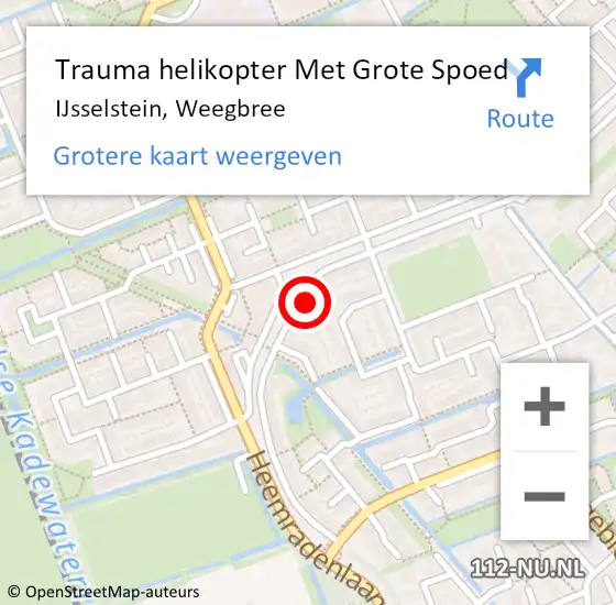 Locatie op kaart van de 112 melding: Trauma helikopter Met Grote Spoed Naar IJsselstein, Weegbree op 20 februari 2024 08:43