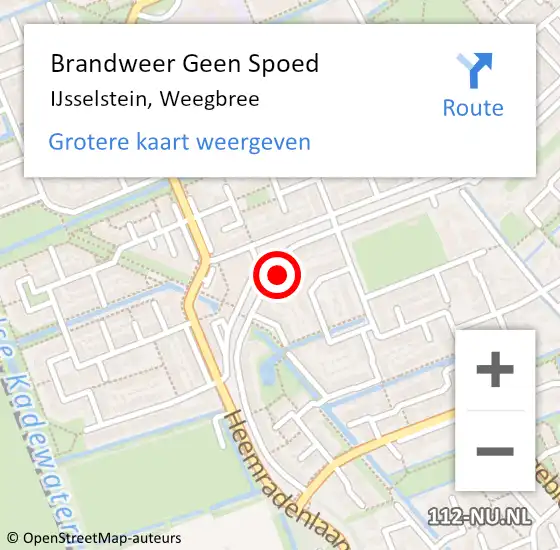 Locatie op kaart van de 112 melding: Brandweer Geen Spoed Naar IJsselstein, Weegbree op 20 februari 2024 08:43