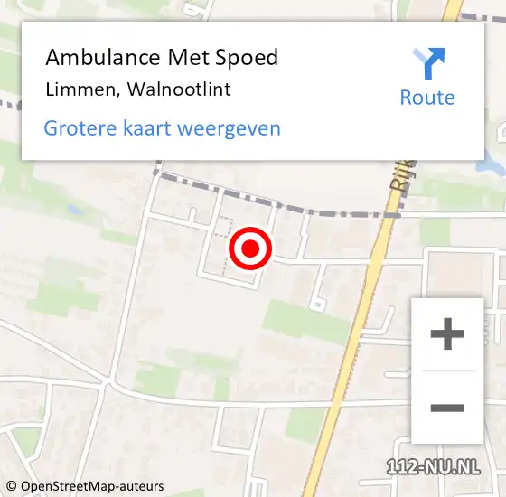 Locatie op kaart van de 112 melding: Ambulance Met Spoed Naar Limmen, Walnootlint op 20 februari 2024 08:46