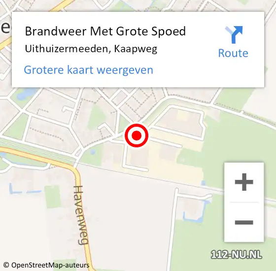 Locatie op kaart van de 112 melding: Brandweer Met Grote Spoed Naar Uithuizermeeden, Kaapweg op 20 februari 2024 09:05