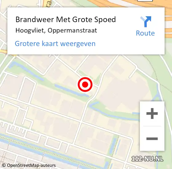 Locatie op kaart van de 112 melding: Brandweer Met Grote Spoed Naar Hoogvliet, Oppermanstraat op 20 februari 2024 09:25