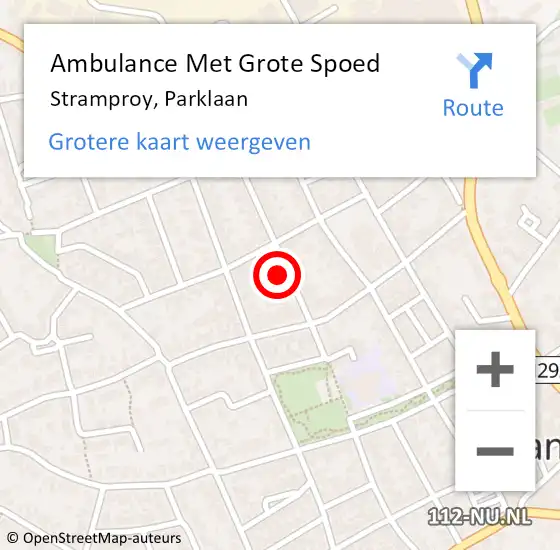 Locatie op kaart van de 112 melding: Ambulance Met Grote Spoed Naar Stramproy, Parklaan op 20 februari 2024 09:36