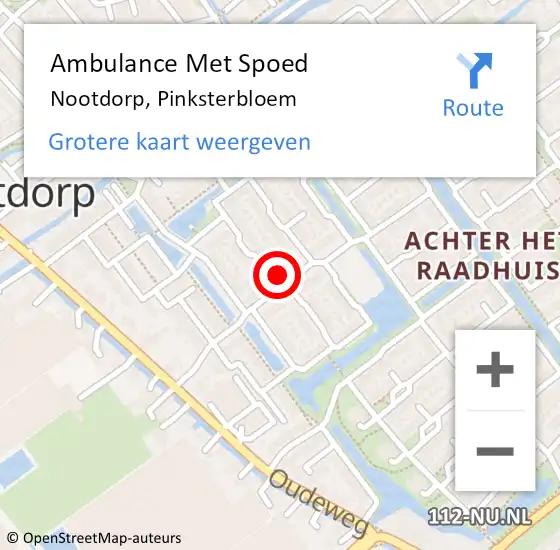 Locatie op kaart van de 112 melding: Ambulance Met Spoed Naar Nootdorp, Pinksterbloem op 20 februari 2024 09:37