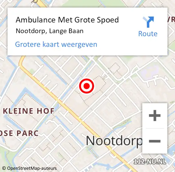 Locatie op kaart van de 112 melding: Ambulance Met Grote Spoed Naar Nootdorp, Lange Baan op 20 februari 2024 09:37