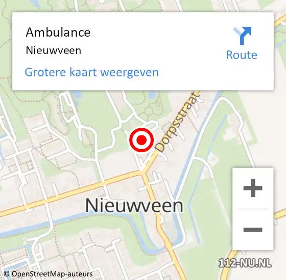 Locatie op kaart van de 112 melding: Ambulance Nieuwveen op 20 februari 2024 10:00