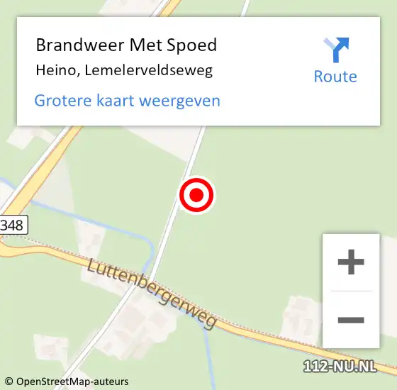 Locatie op kaart van de 112 melding: Brandweer Met Spoed Naar Heino, Lemelerveldseweg op 20 februari 2024 10:06