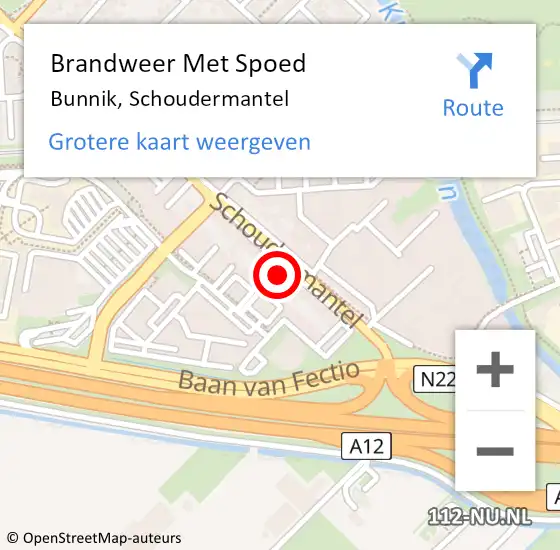 Locatie op kaart van de 112 melding: Brandweer Met Spoed Naar Bunnik, Schoudermantel op 20 februari 2024 10:10