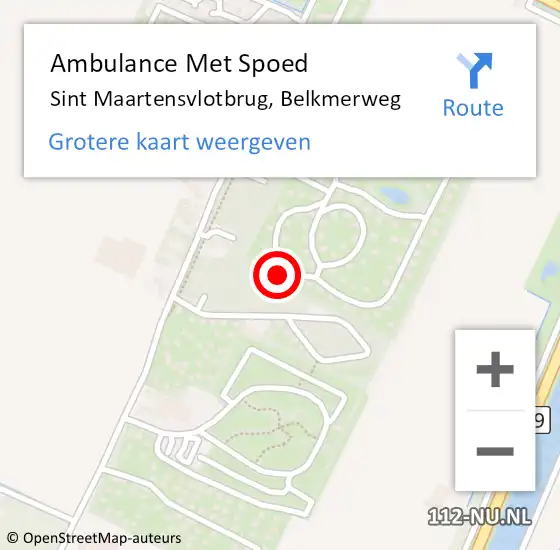 Locatie op kaart van de 112 melding: Ambulance Met Spoed Naar Sint Maartensvlotbrug, Belkmerweg op 20 februari 2024 10:31