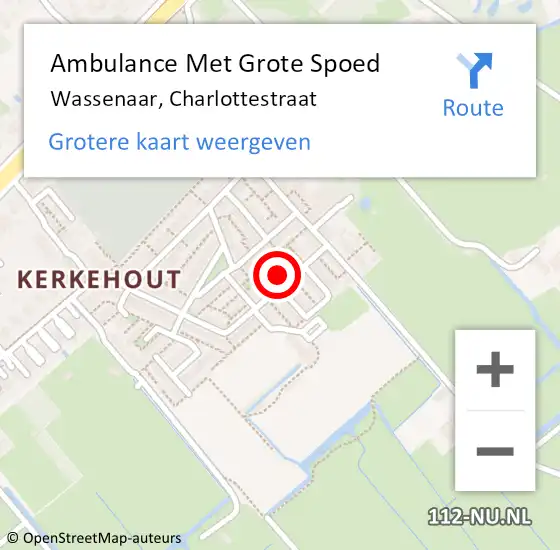 Locatie op kaart van de 112 melding: Ambulance Met Grote Spoed Naar Wassenaar, Charlottestraat op 20 februari 2024 10:58