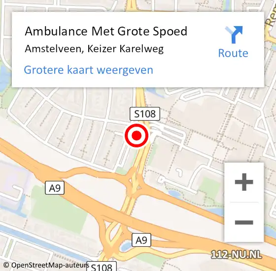 Locatie op kaart van de 112 melding: Ambulance Met Grote Spoed Naar Amstelveen, Keizer Karelweg op 20 februari 2024 11:06