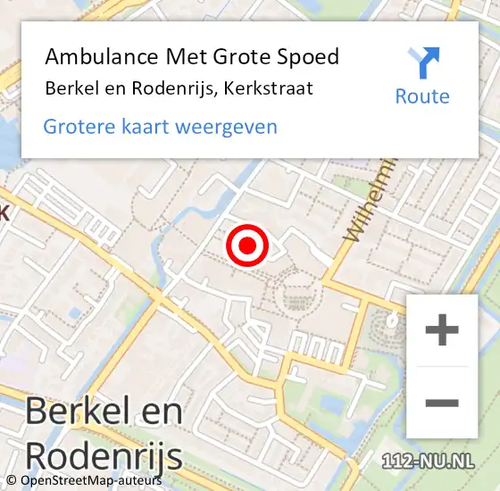 Locatie op kaart van de 112 melding: Ambulance Met Grote Spoed Naar Berkel en Rodenrijs, Kerkstraat op 20 februari 2024 11:56