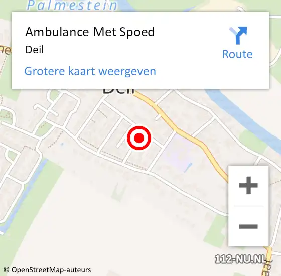 Locatie op kaart van de 112 melding: Ambulance Met Spoed Naar Deil op 20 februari 2024 12:03